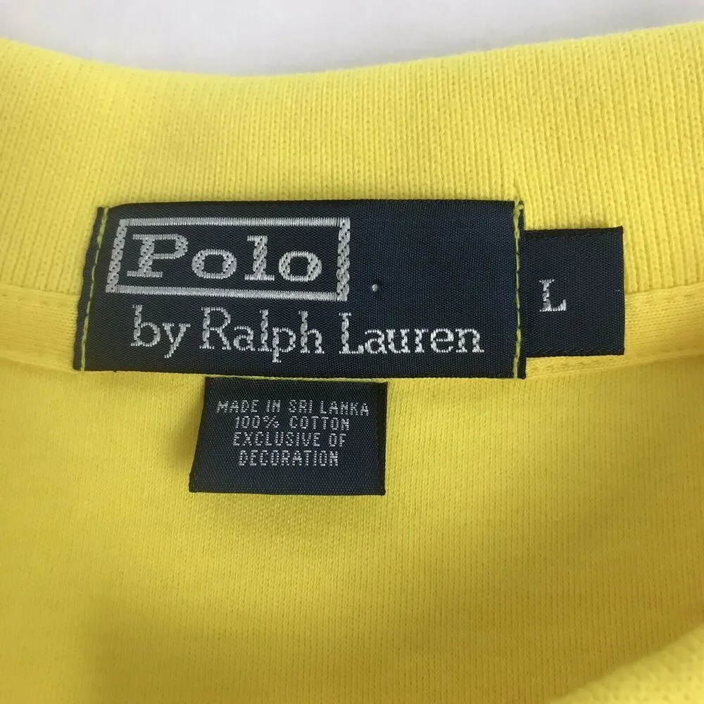 vintage 90s RALPH LAUREN MENS POLO‎ SHIRT SIZE L LARGE YELLOW SHORT SLEEVE